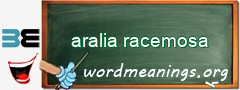 WordMeaning blackboard for aralia racemosa